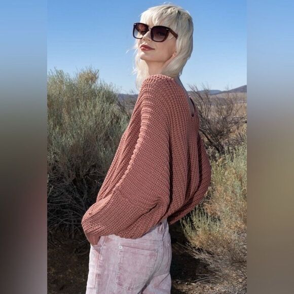 POL oversized chunky sweater size large academia comfy boho collegiate western - Picture 2 of 7